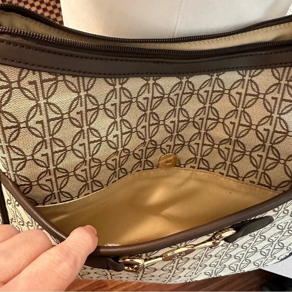 Giani Bernini Horsebit Detail Logo Jacquard Medium Hobo Crossbody Bag Brown - Picture 11 of 14